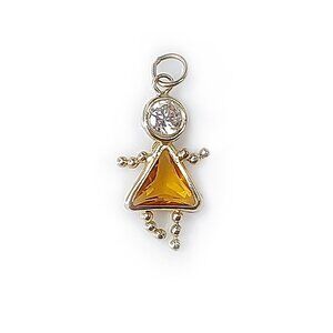 14K Gold November Pendant Charm Birthstone Girl Daughter Cubic Zirconia Mini .75
